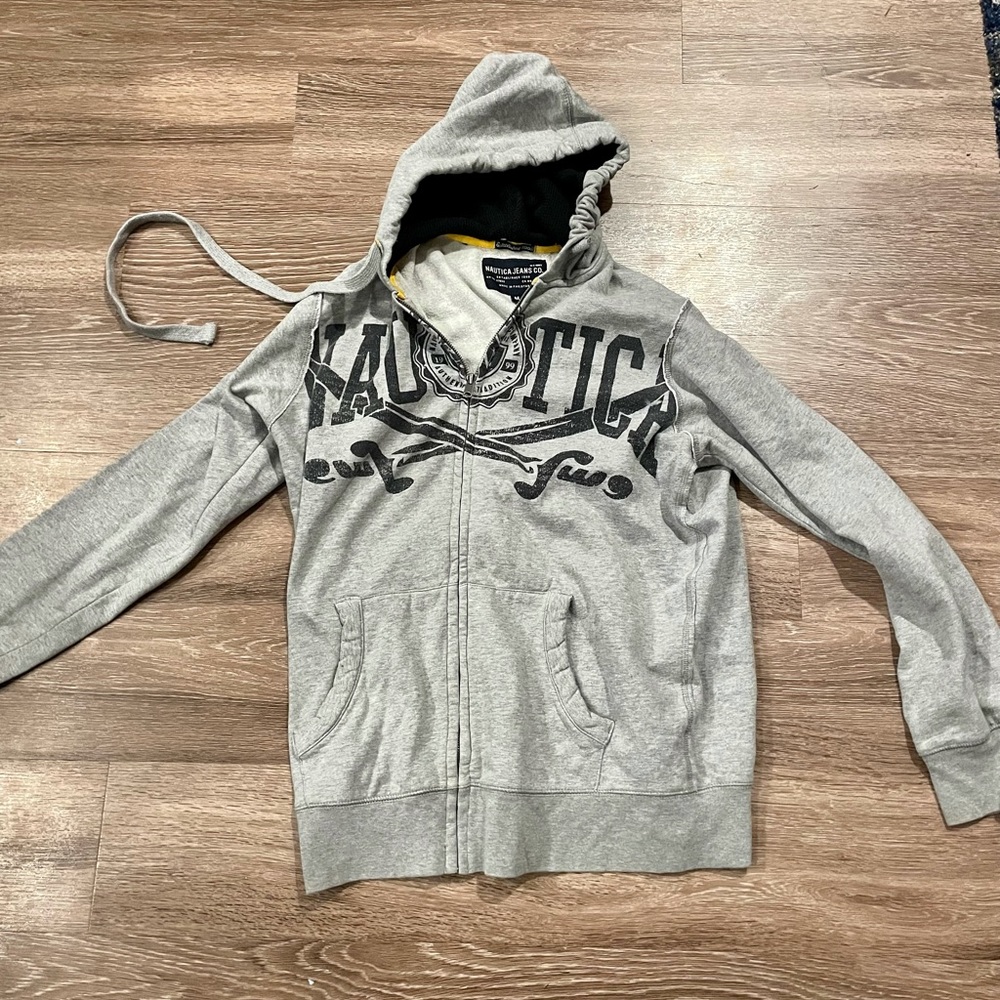 Nautica gray zip up hoodie - size medium